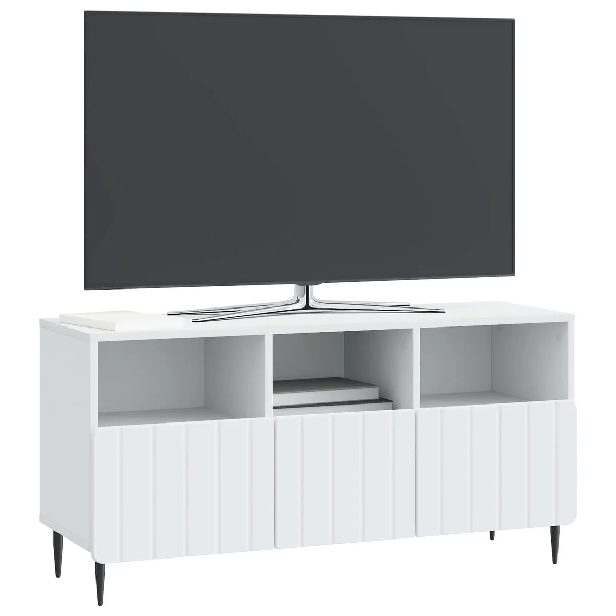 TV Cabinet White Engineered Wood Storage Unit Living Room Furniture