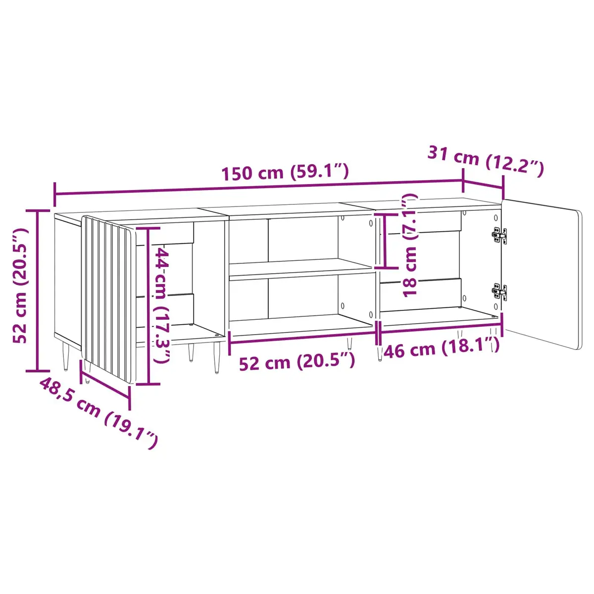 TV Cabinet White Modern 150 x 31 x 52 cm Engineered Wood