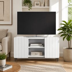 Modern White TV Cabinet for Living Room Storage