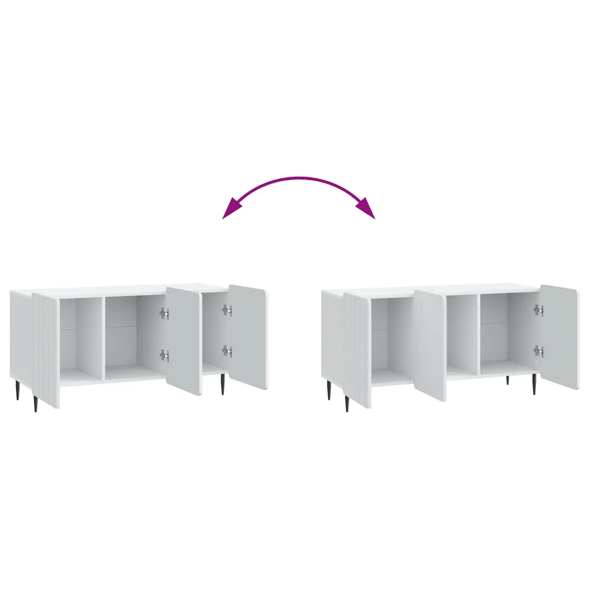 TV Cabinet White Modern 99 x 34.5 x 52 cm Engineered Wood Swing Doors Steel Legs