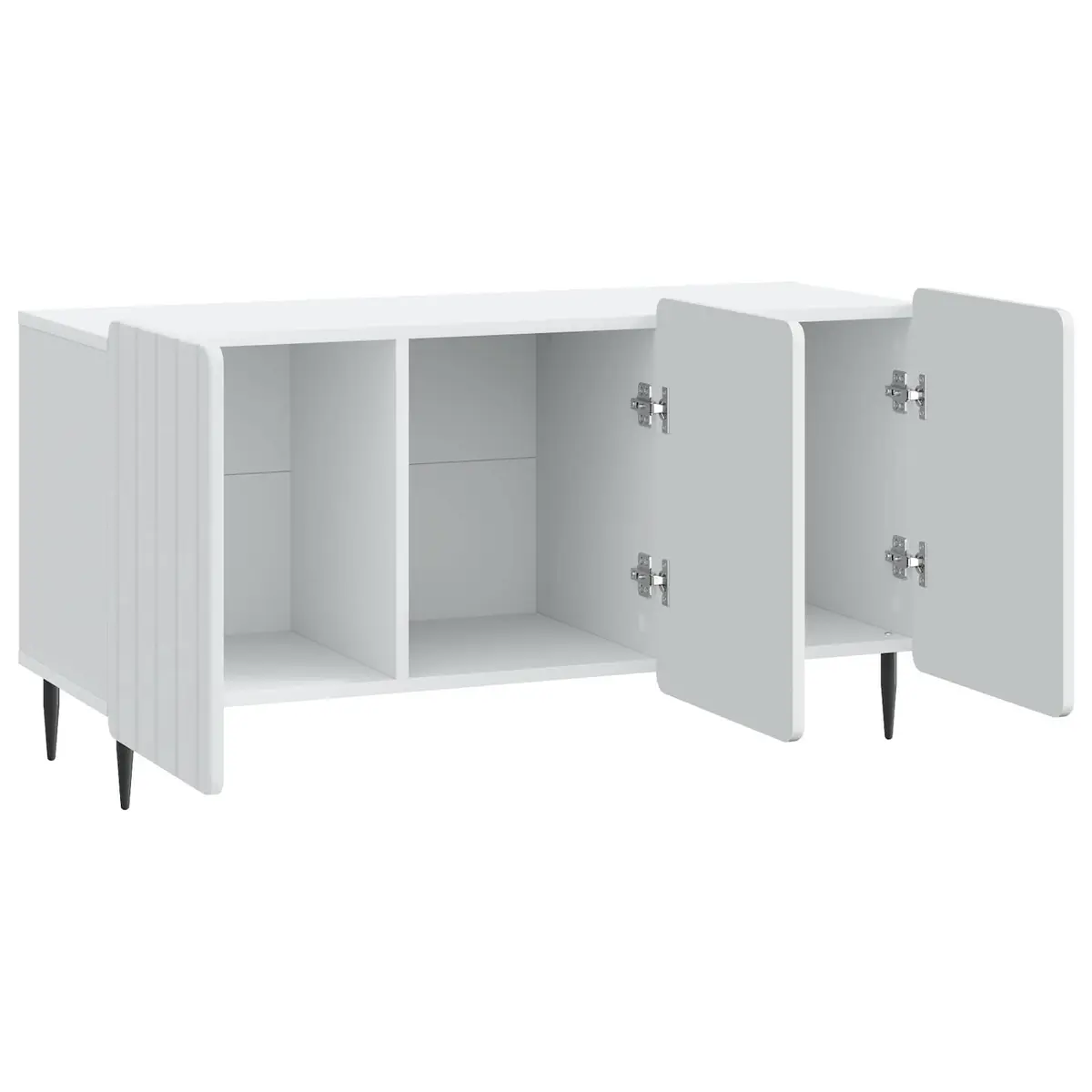 TV Cabinet White Modern 99 x 34.5 x 52 cm Engineered Wood Swing Doors Steel Legs