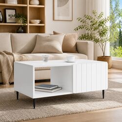 Modern White Coffee Table with Storage for Living Rooms