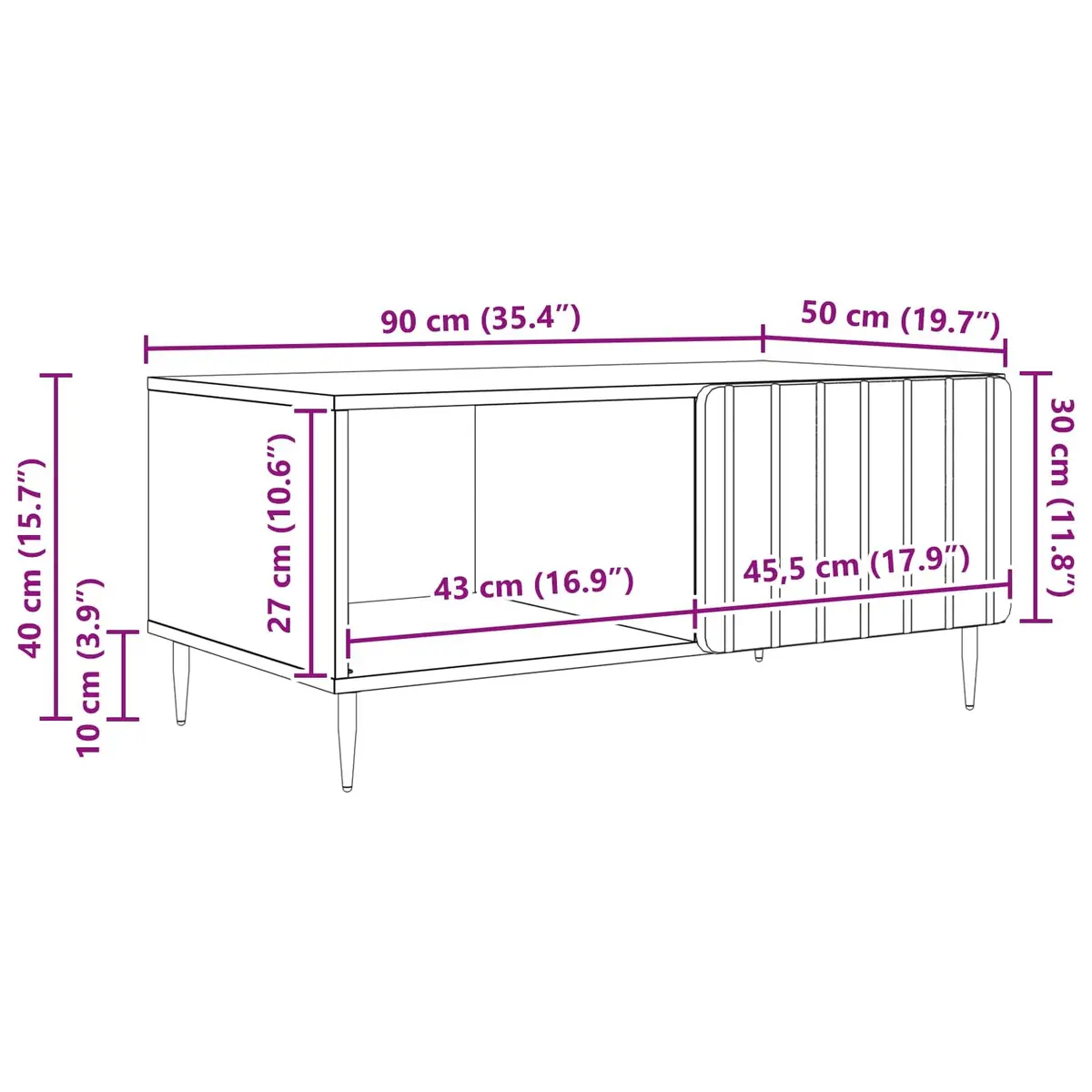 White Coffee Table with Storage for Living Rooms