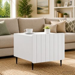Stylish Dual-Level Coffee Table with Drawer in White