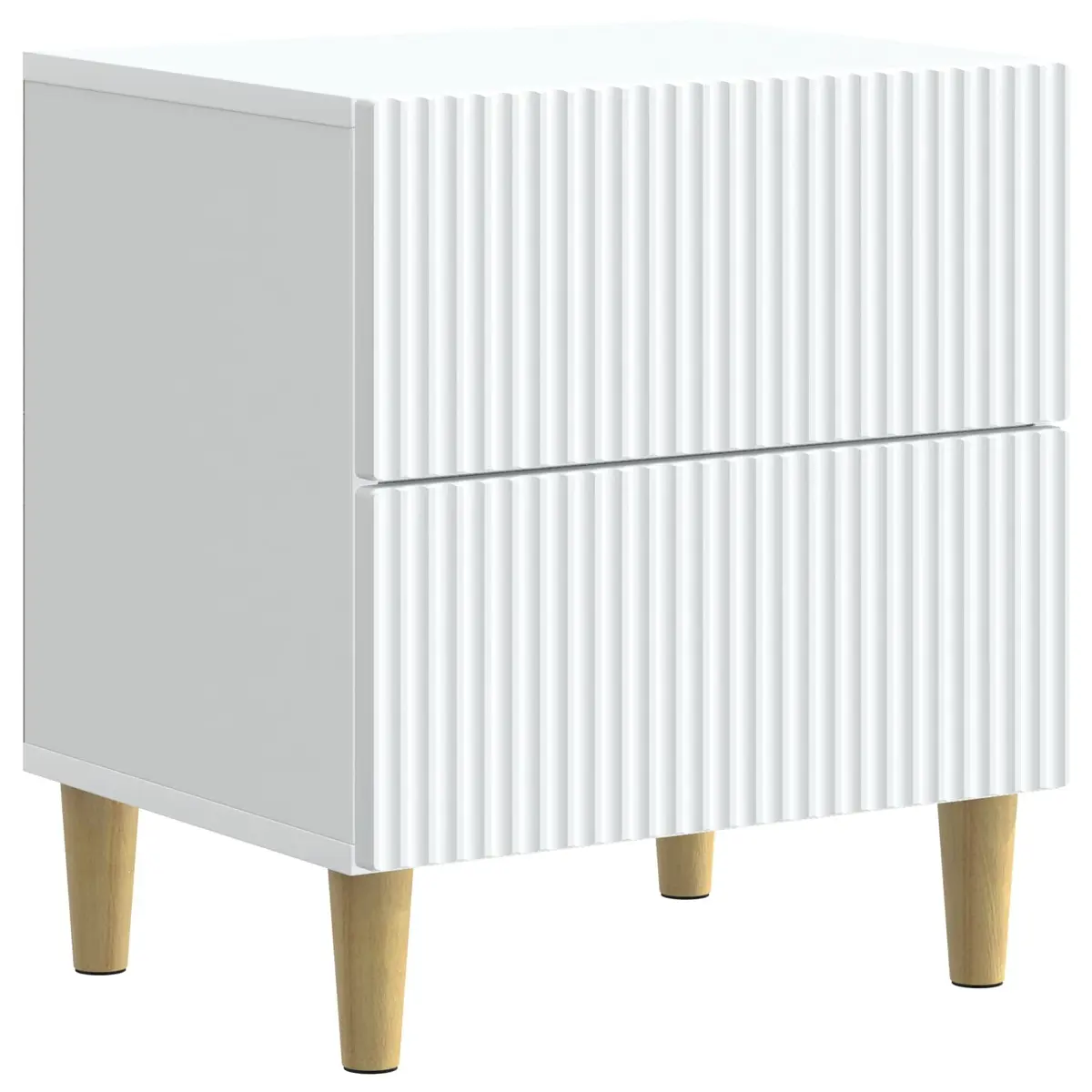 White Modern Bedside Cabinet with Two Drawers