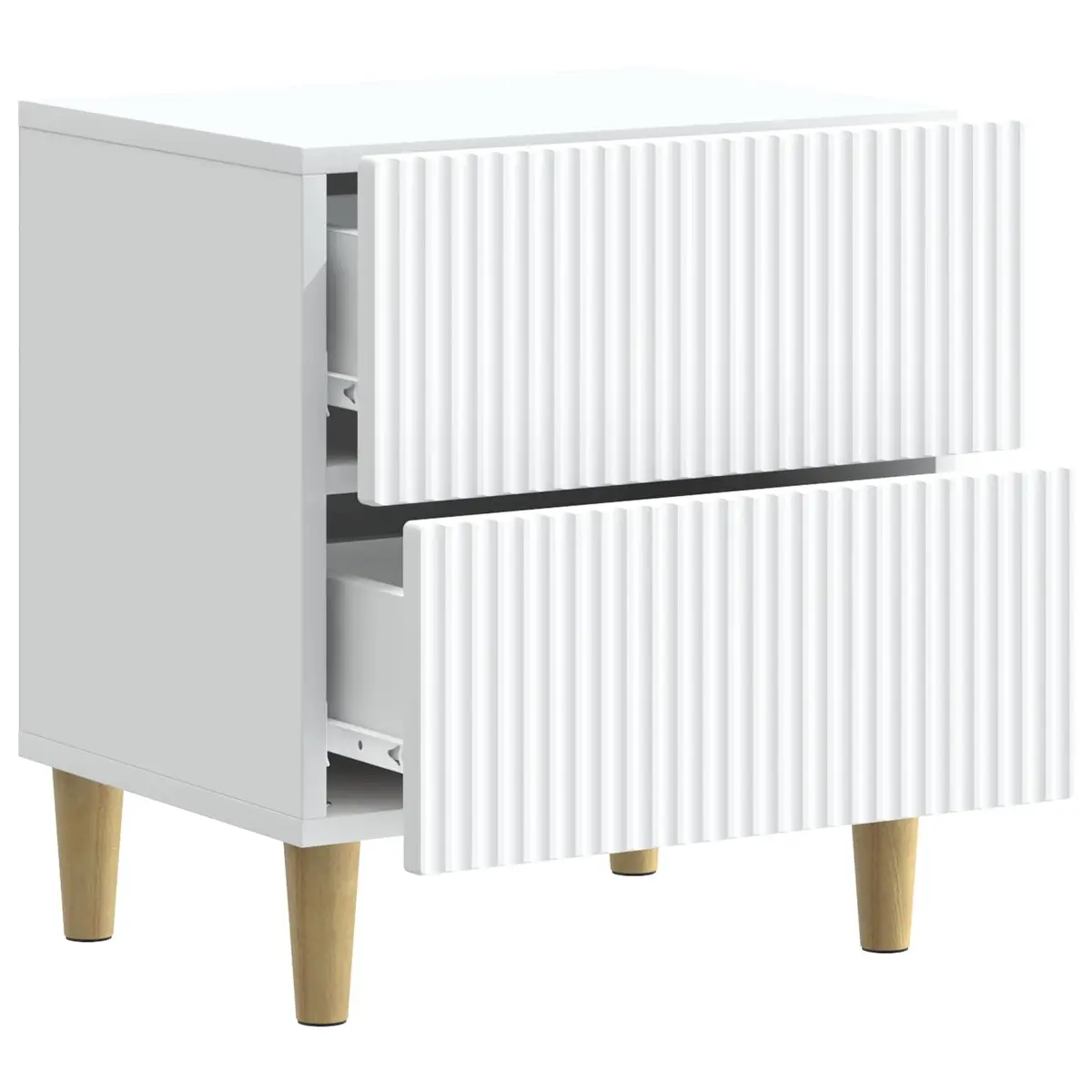 White Modern Bedside Cabinet with Two Drawers