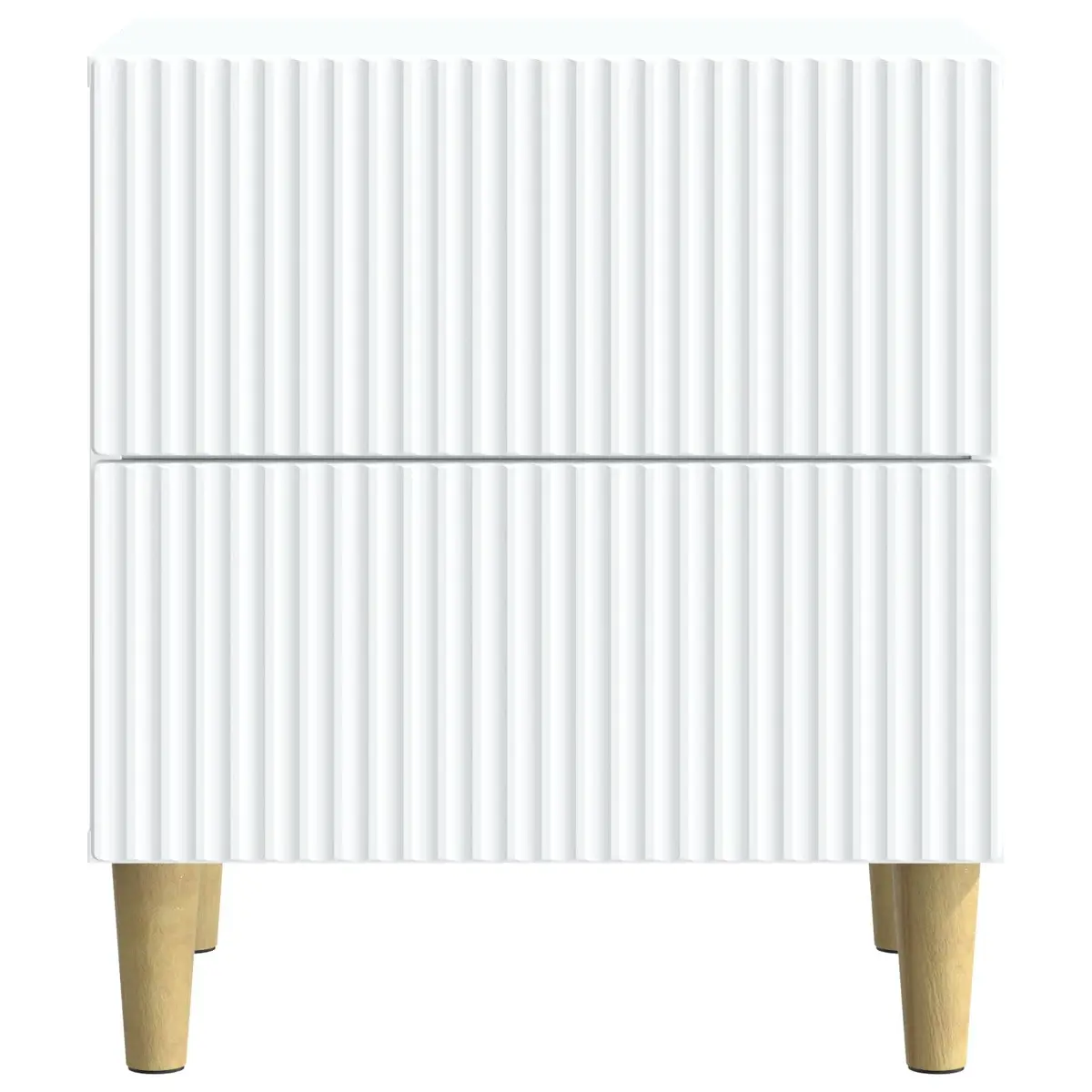 White Modern Bedside Cabinet with Two Drawers