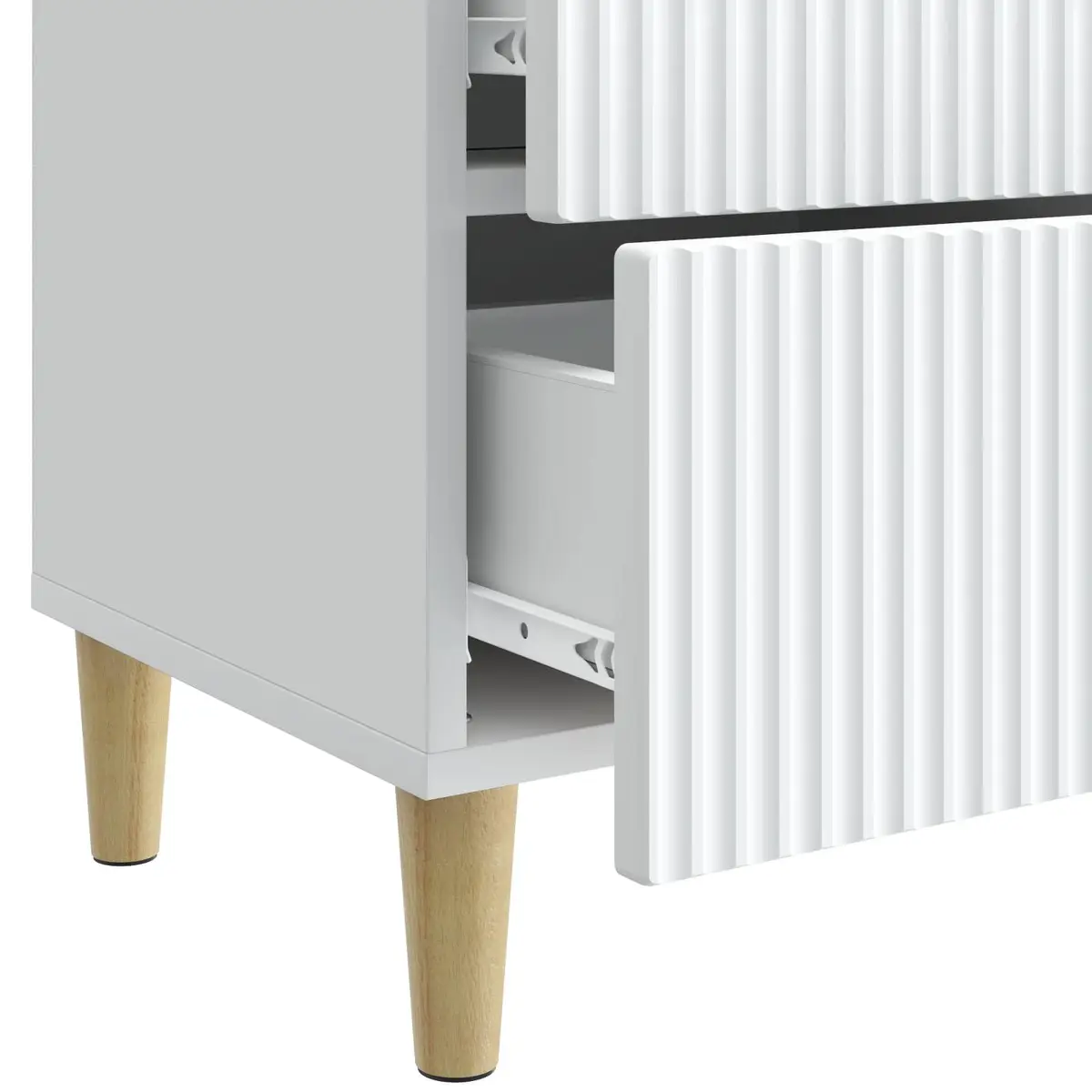White Modern Bedside Cabinet with Two Drawers