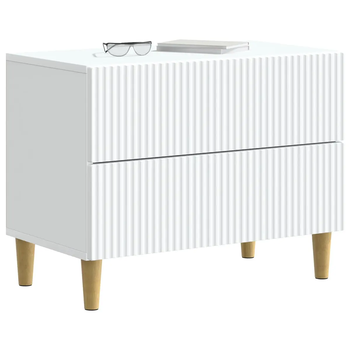 Bedside Cabinet White Engineered Wood Bedroom Storage Table 62x34.5x48cm