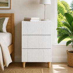 White Bedside Table with Storage Drawer 43 x 41 x 66.5 cm