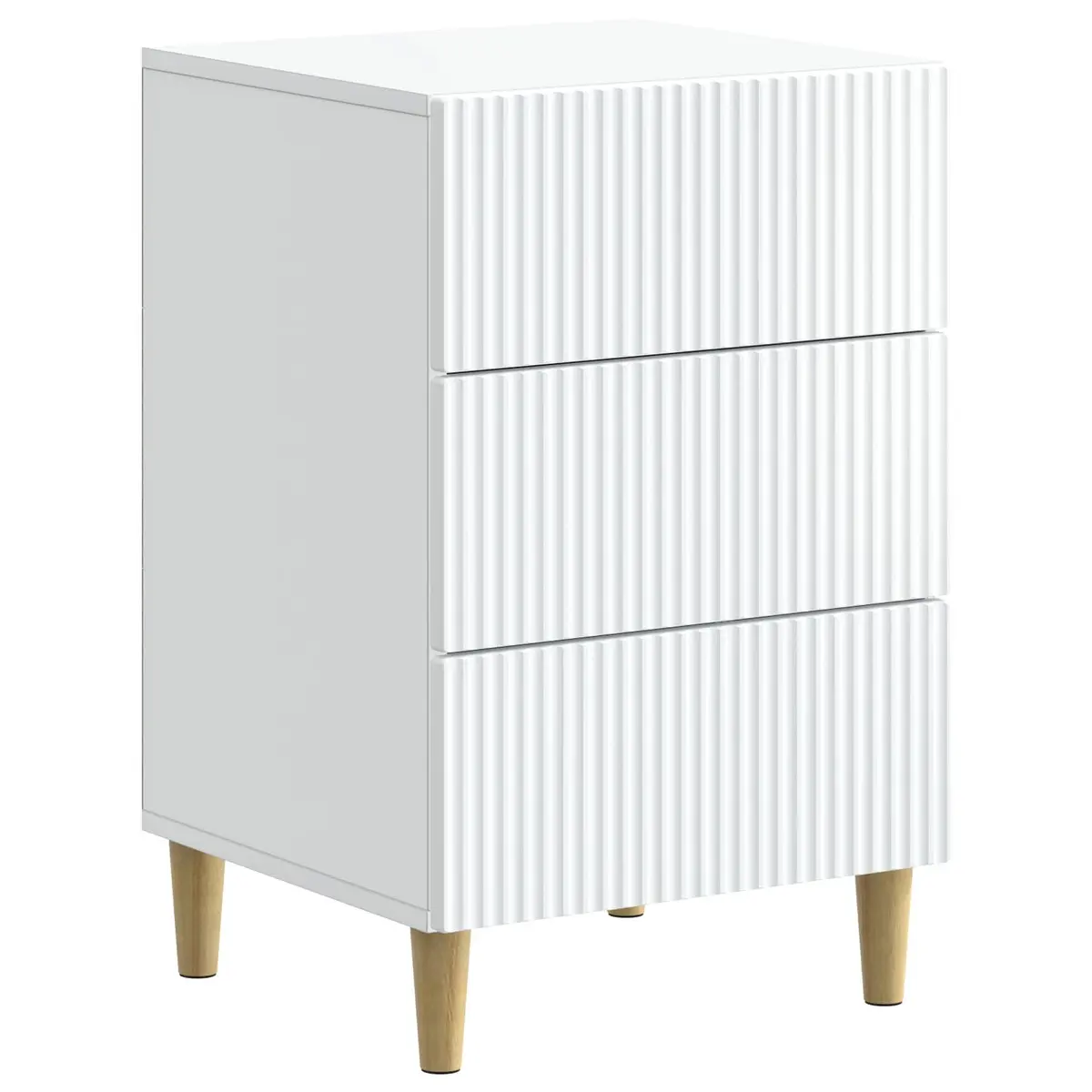 Bedside Table White Engineered Wood Compact Nightstand with Drawer