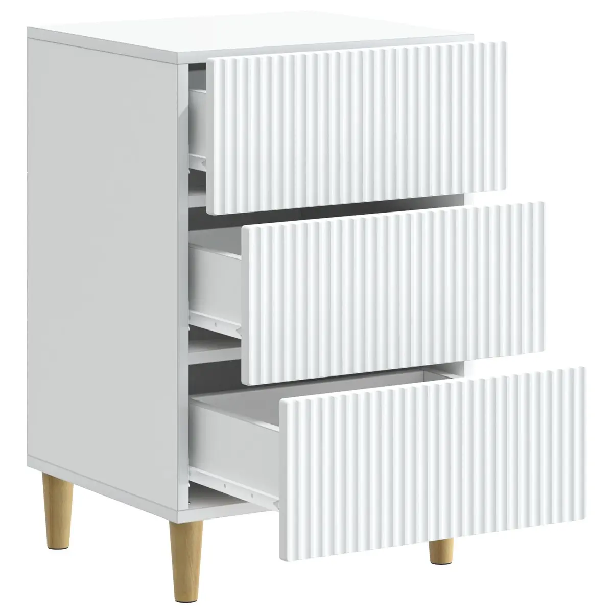 Bedside Table White Engineered Wood Compact Nightstand with Drawer