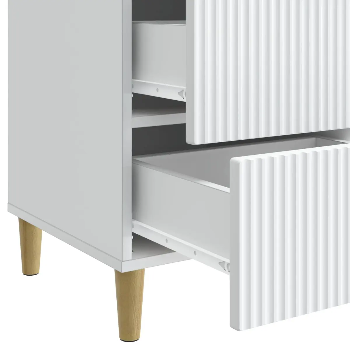 Bedside Table White Engineered Wood Compact Nightstand with Drawer