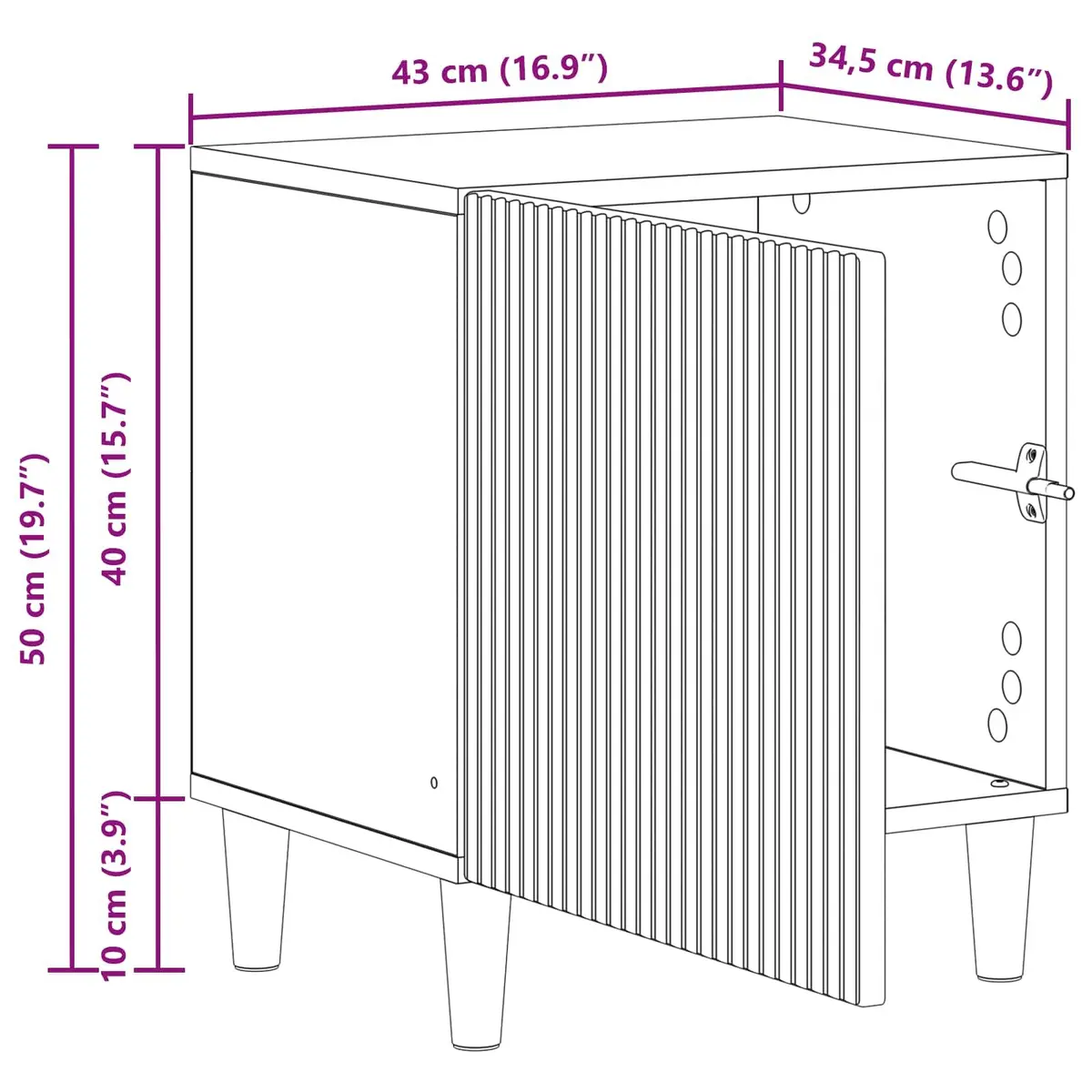 Bedside Cabinet White Modern Bedroom Nightstand Storage Table 43 x 34.5 x 50 cm