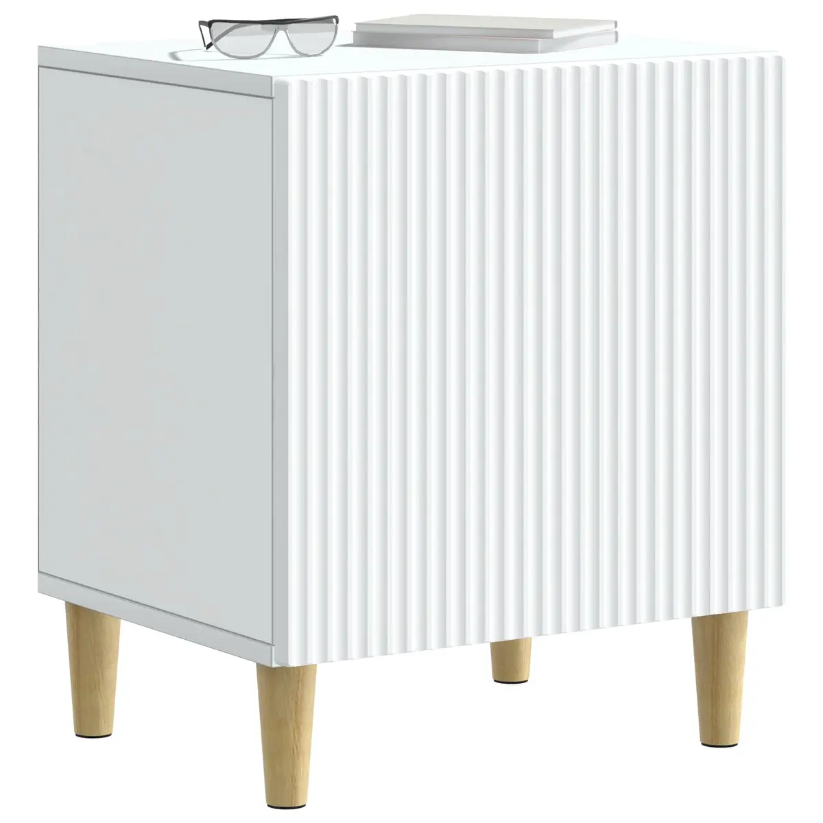 Bedside Cabinet White Modern Bedroom Nightstand Storage Table 43 x 34.5 x 50 cm