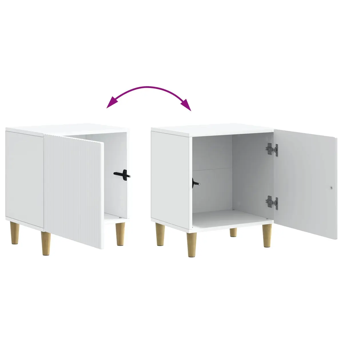 Bedside Cabinet White Modern Bedroom Nightstand Storage Table 43 x 34.5 x 50 cm