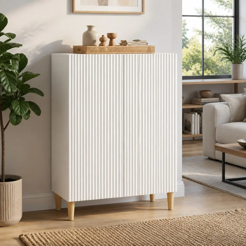 Sideboard Storage Cabinet White 66x34.5x90cm Modern Engineered Wood