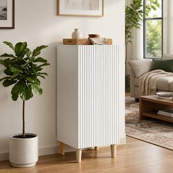 Charming White Sideboard Storage Cabinet with Tapered Legs