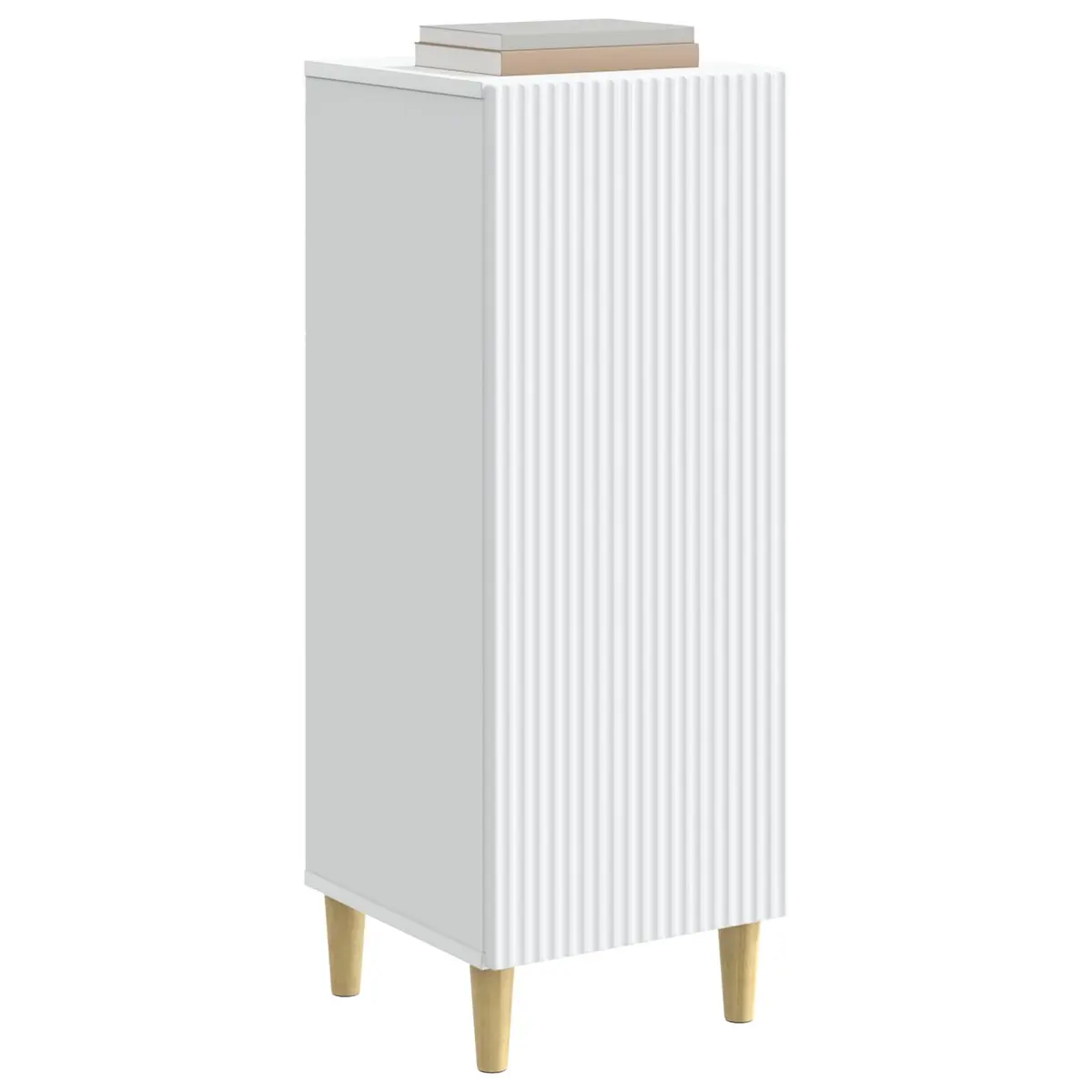 Modern White Sideboard Storage Cabinet with Tapered Legs Board Shelves Indoor