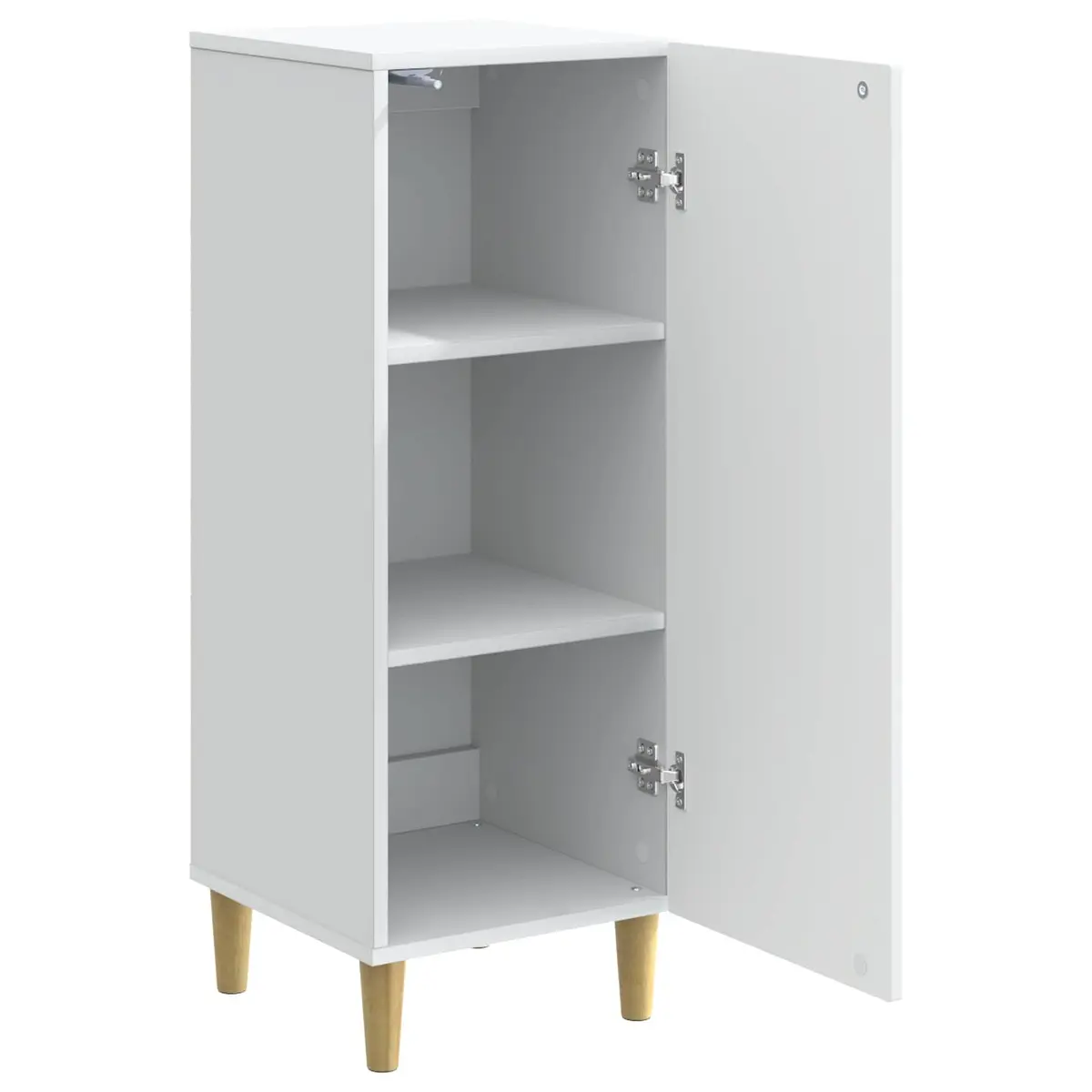 Modern White Sideboard Storage Cabinet with Tapered Legs Board Shelves Indoor