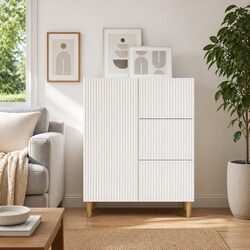 Vintage Design White Sideboard with Shelves and Drawers