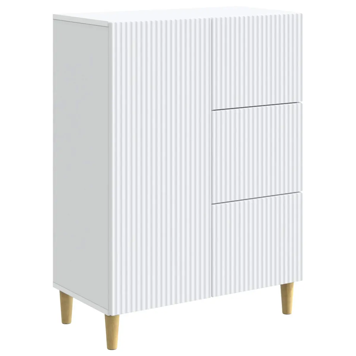 Sideboard White Storage Cabinet Modern Vintage Design Shelves Drawers