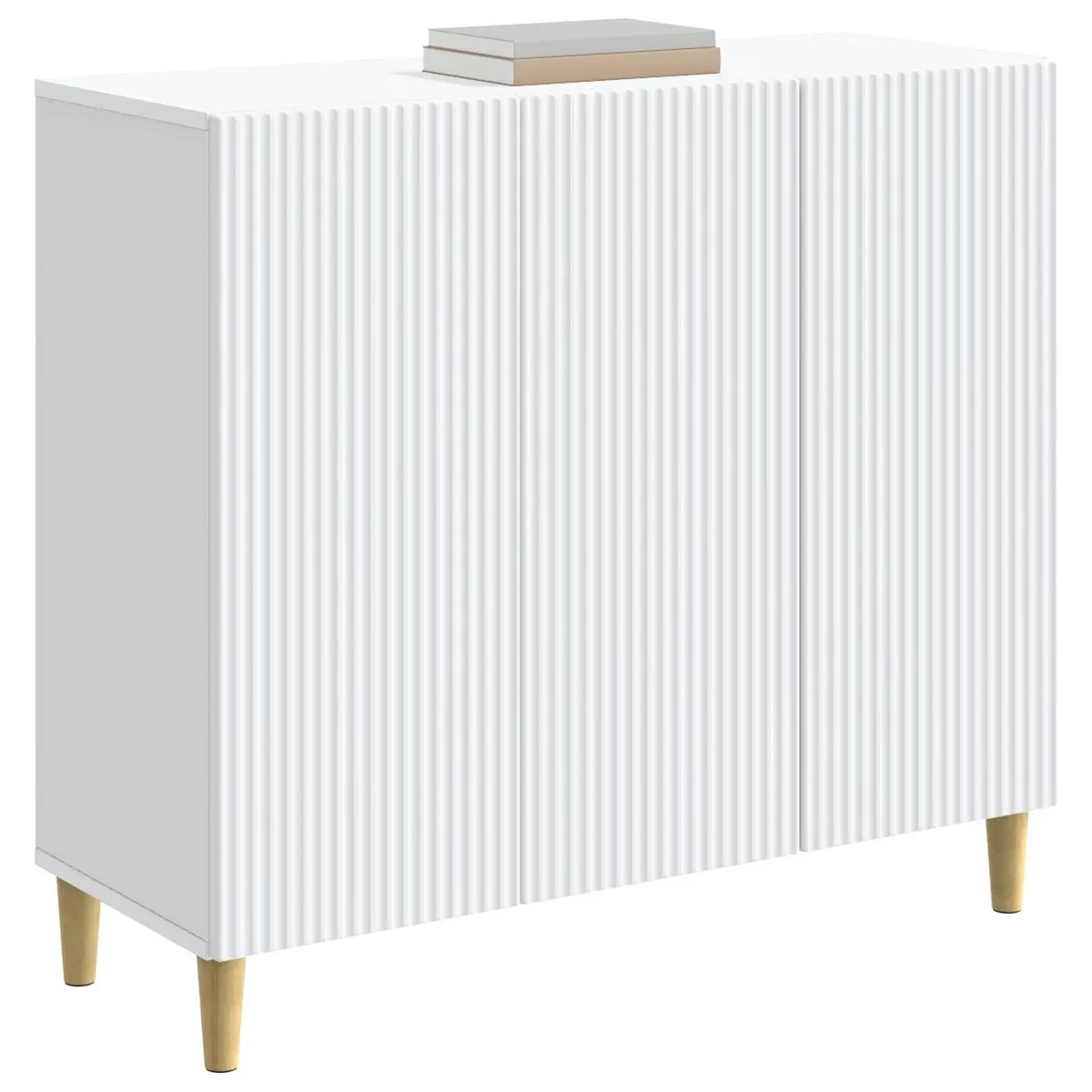 Sideboard Storage Cabinet White 89 x 34.5 x 80 cm Engineered Wood Board Shelves