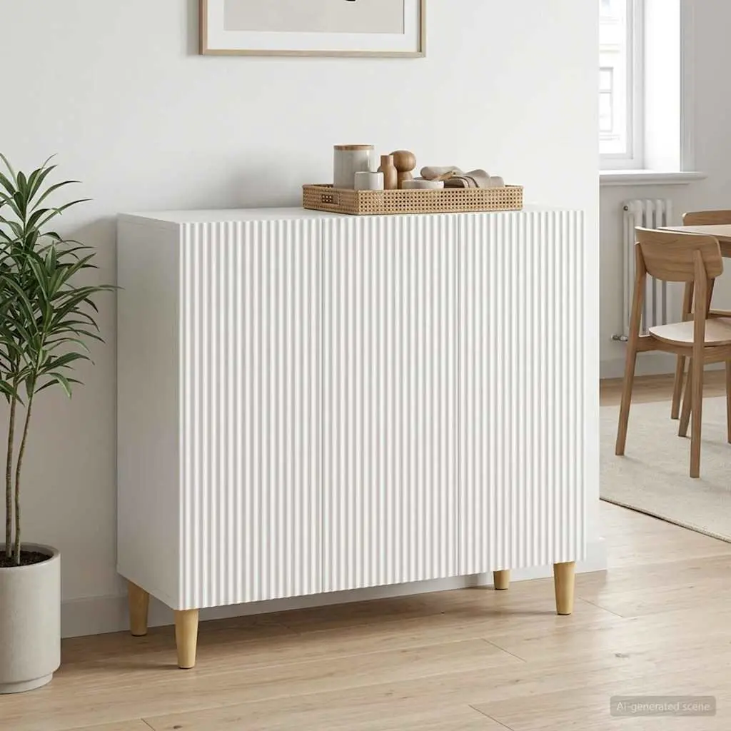 Sideboard Storage Cabinet White 89 x 34.5 x 80 cm Engineered Wood Board Shelves
