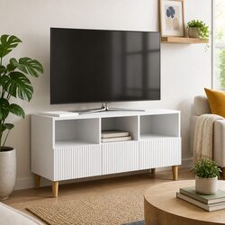 White Modern Engineered Wood TV Cabinet with Drawer