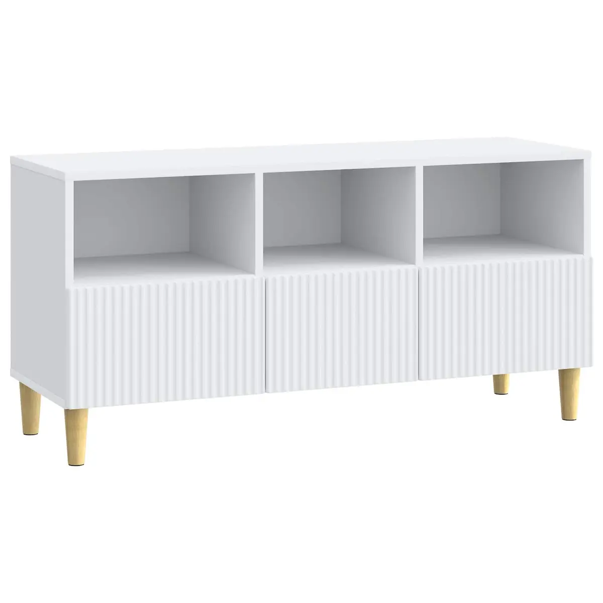 White Modern Engineered Wood TV Cabinet with Drawer