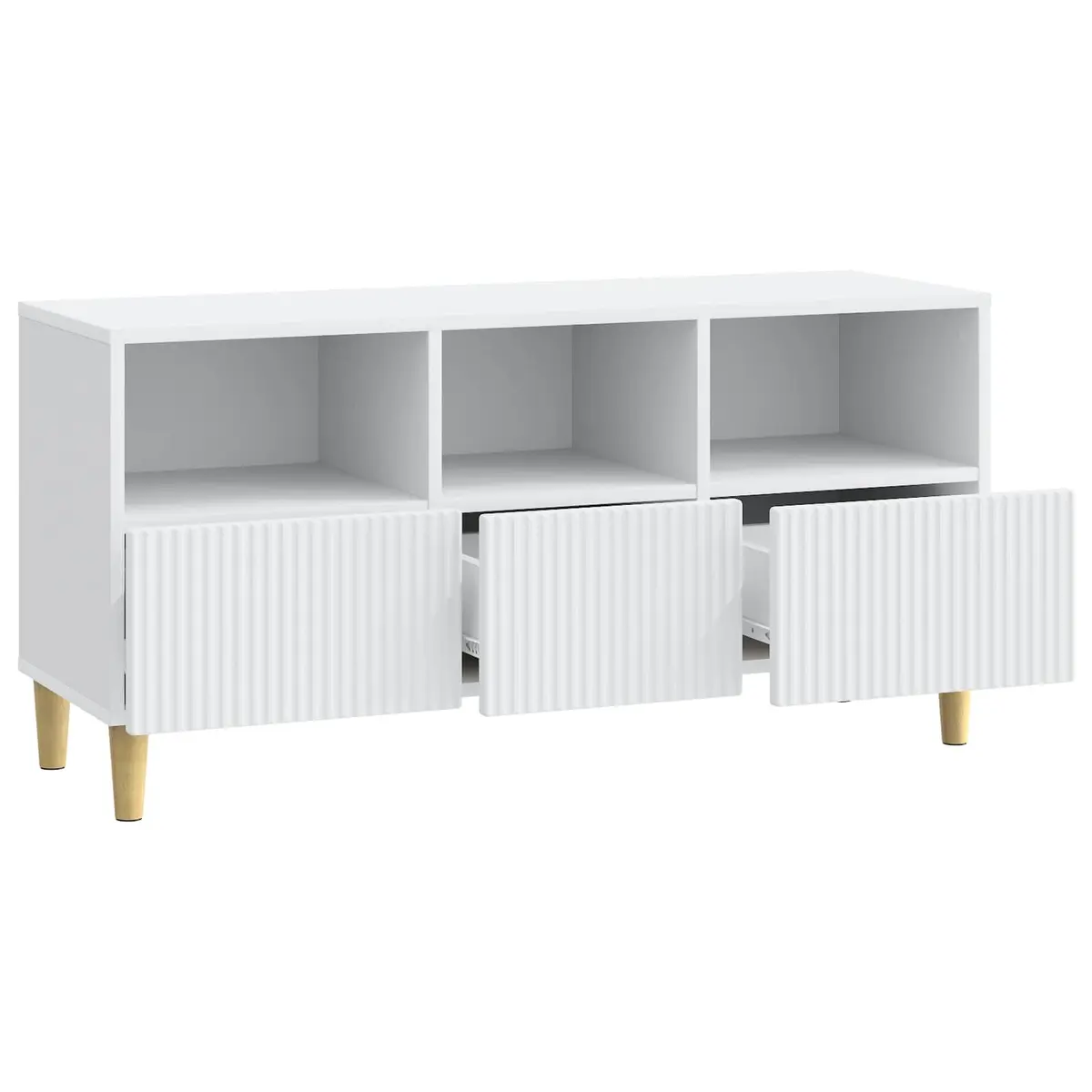 White Modern Engineered Wood TV Cabinet with Drawer