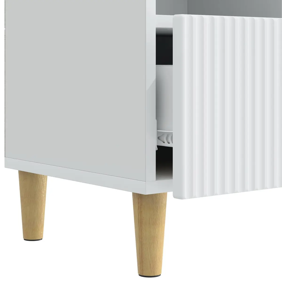 White Modern Engineered Wood TV Cabinet with Drawer