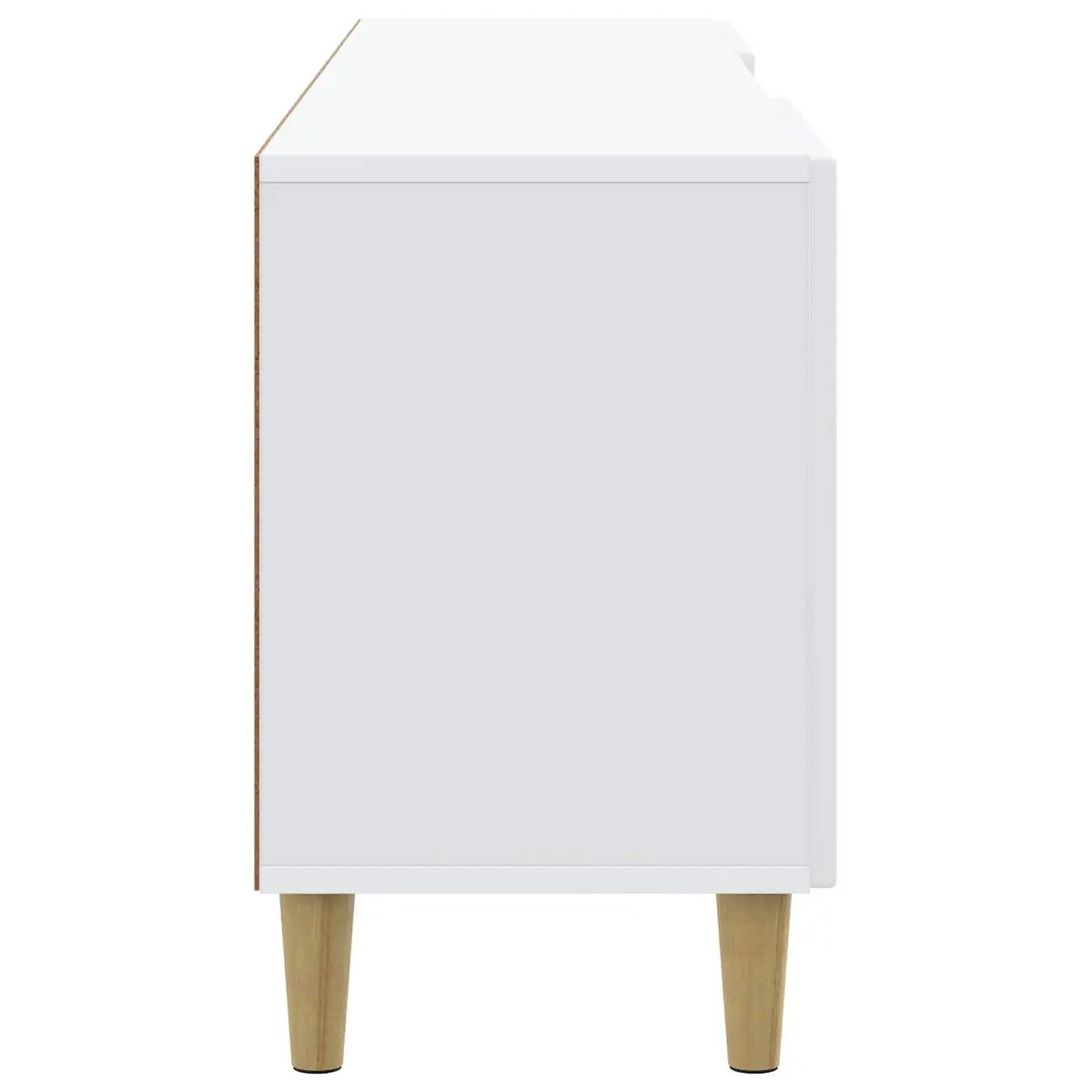 TV Cabinet White 150cm Modern Engineered Wood Storage Unit Board Shelves Swing Doors