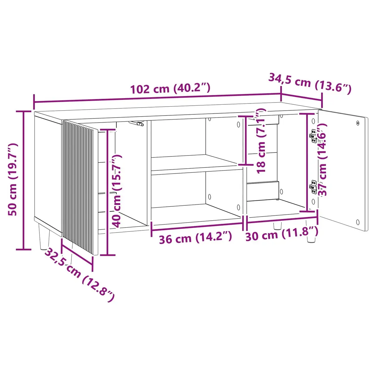 TV Cabinet White Modern 102 x 34.5 x 50 cm Engineered Wood