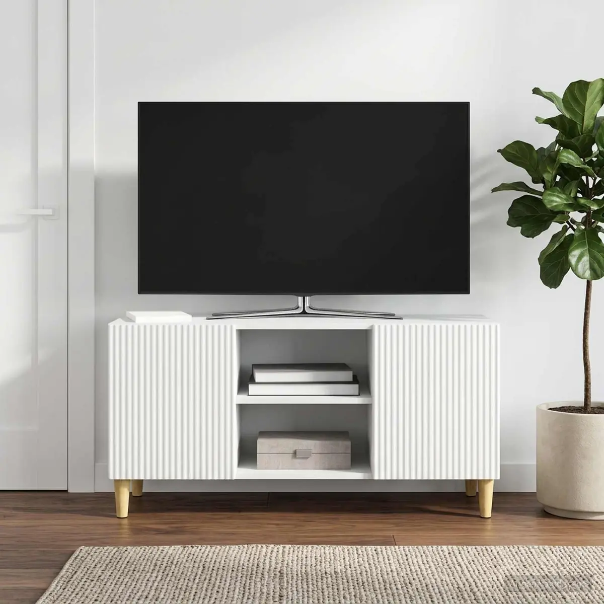 TV Cabinet White Modern 102 x 34.5 x 50 cm Engineered Wood