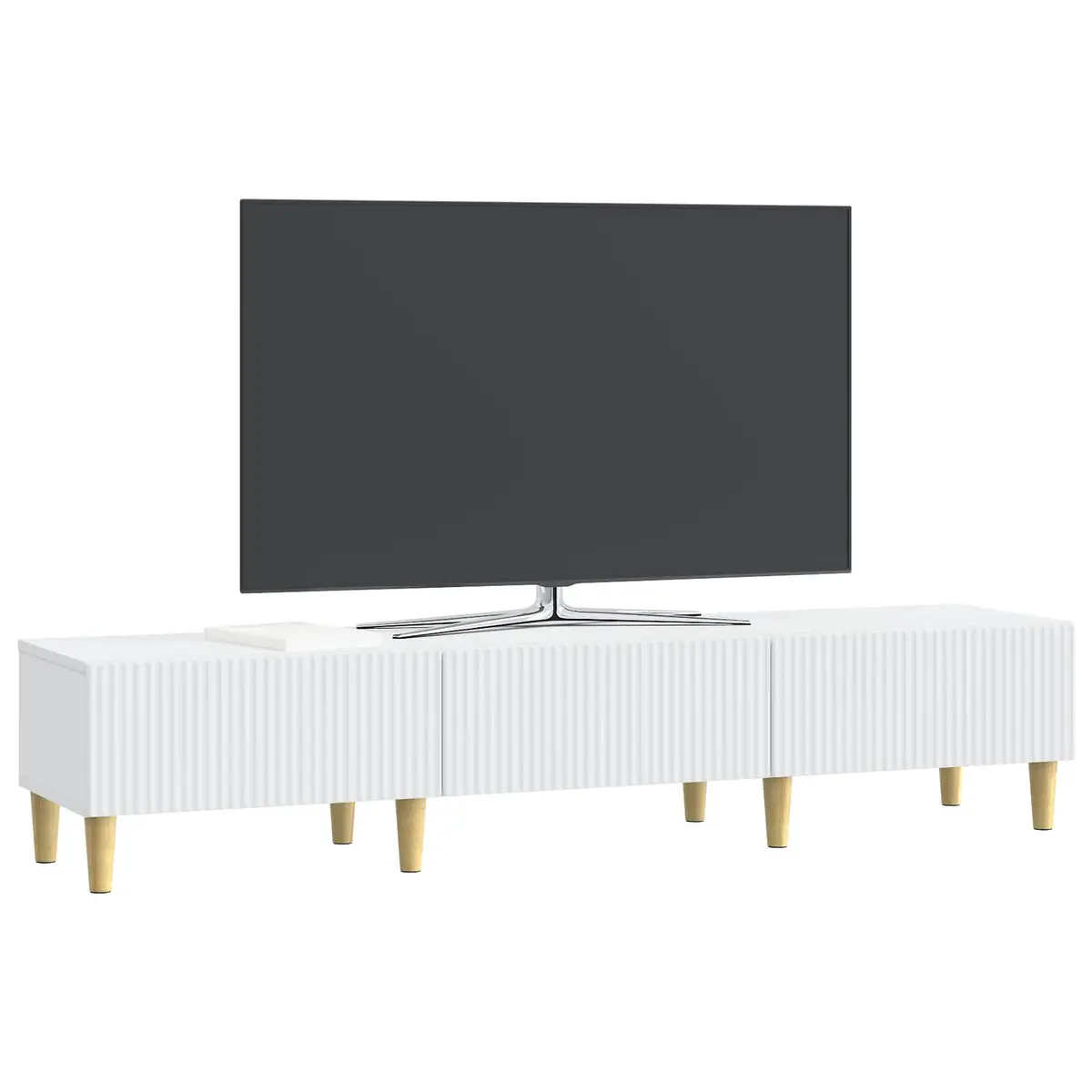 TV Cabinet with Drawer White Entertainment Unit 147cm Engineered Wood