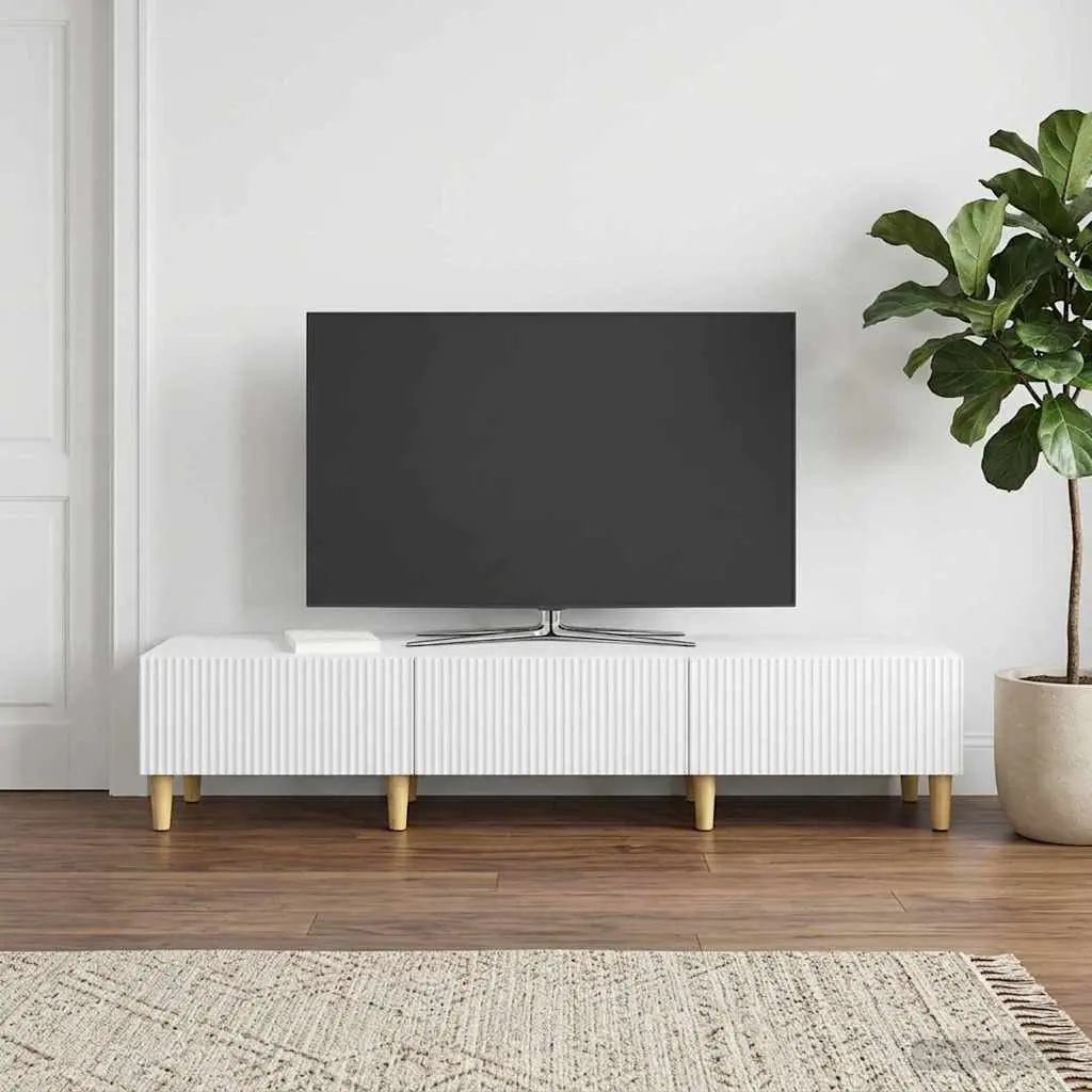 TV Cabinet with Drawer White Entertainment Unit 147cm Engineered Wood