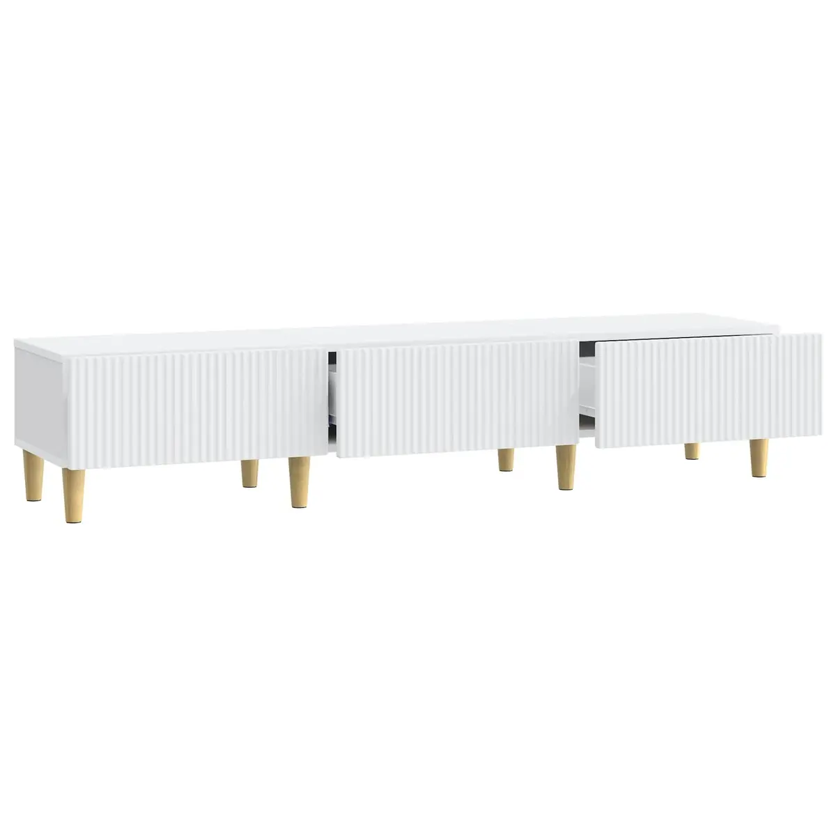 TV Cabinet with Drawer White Entertainment Unit 147cm Engineered Wood