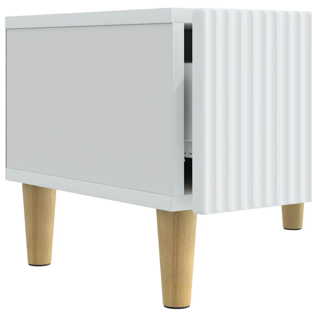 TV Cabinet with Drawer White Entertainment Unit 147cm Engineered Wood