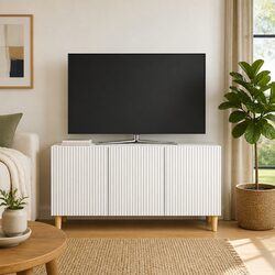 Modern White TV Cabinet for Living Room Storage