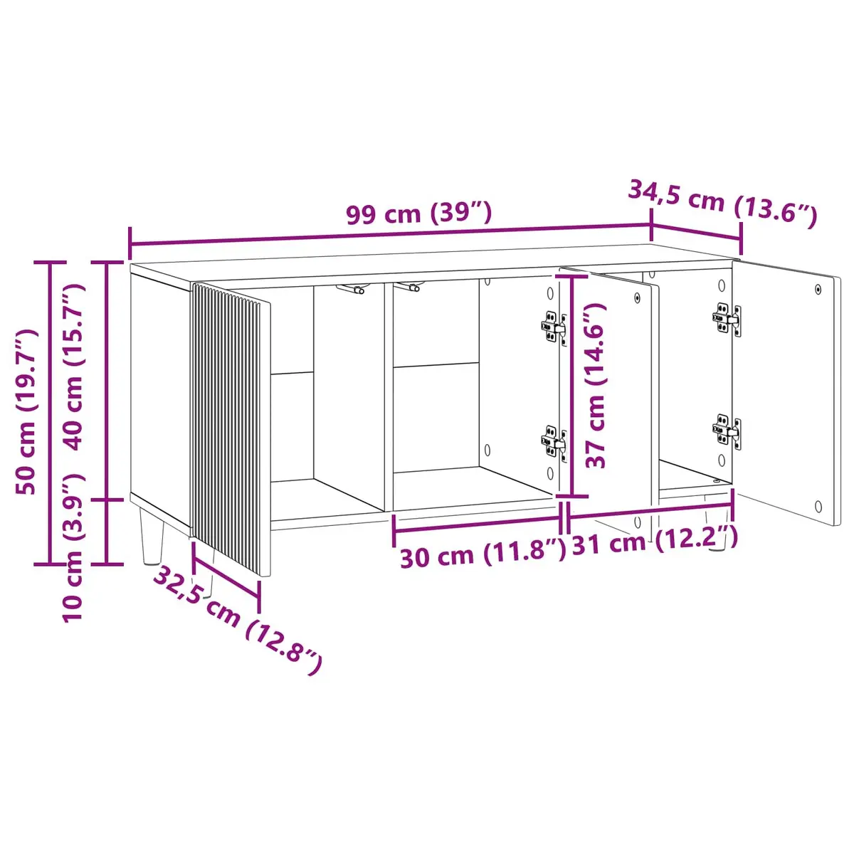 TV Cabinet White Modern Living Room Storage Furniture Engineered Wood