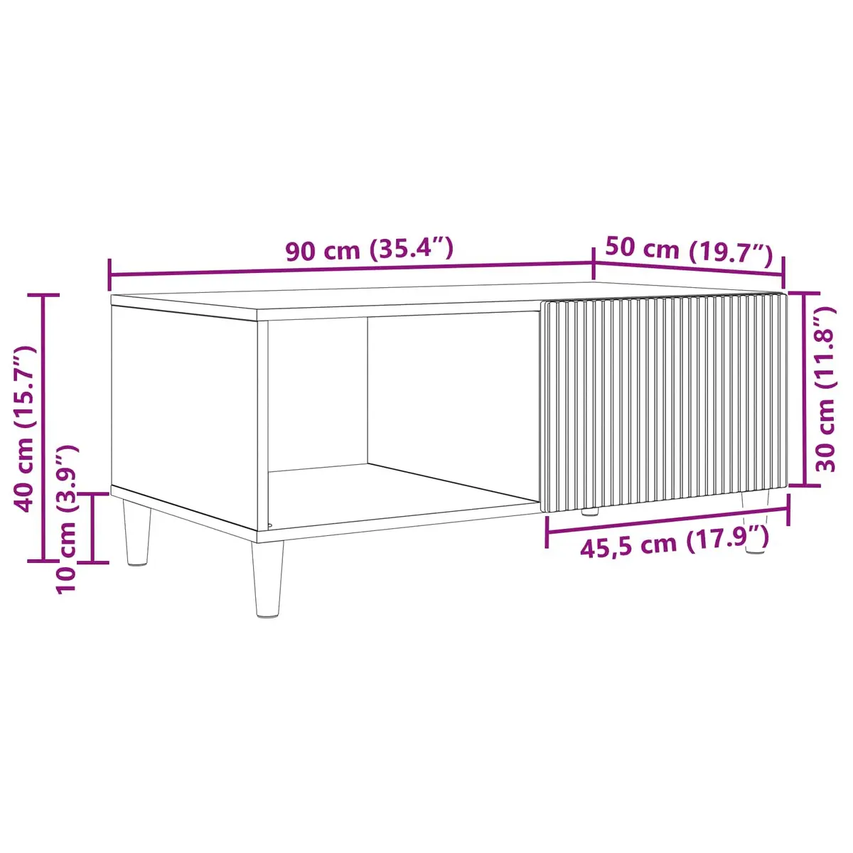 Vintage-Style Coffee Table in White with Storage