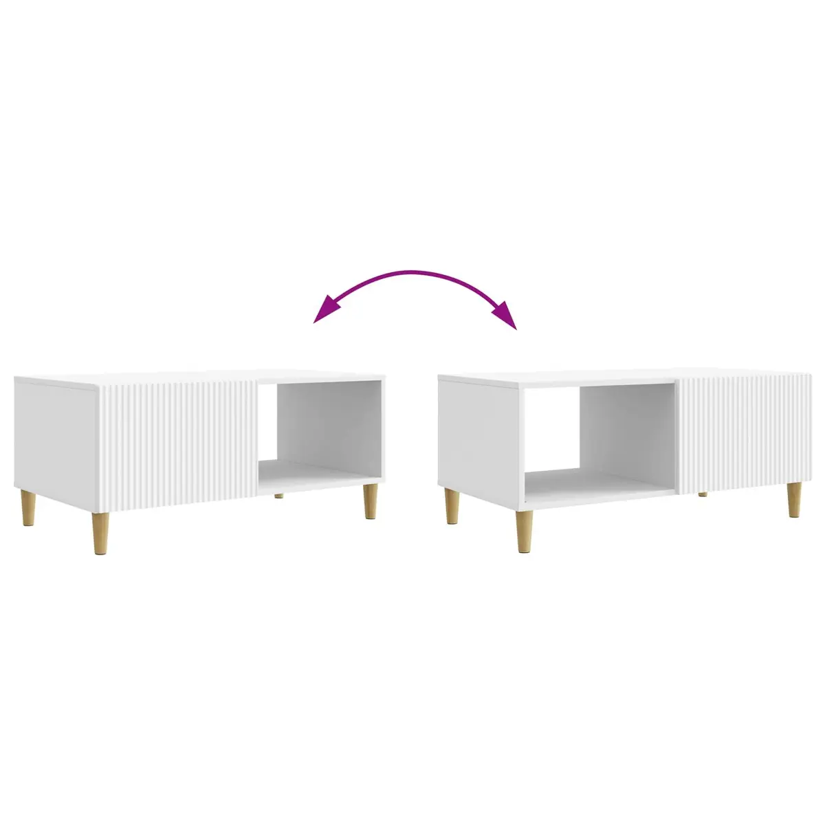 Vintage-Style Coffee Table in White with Storage