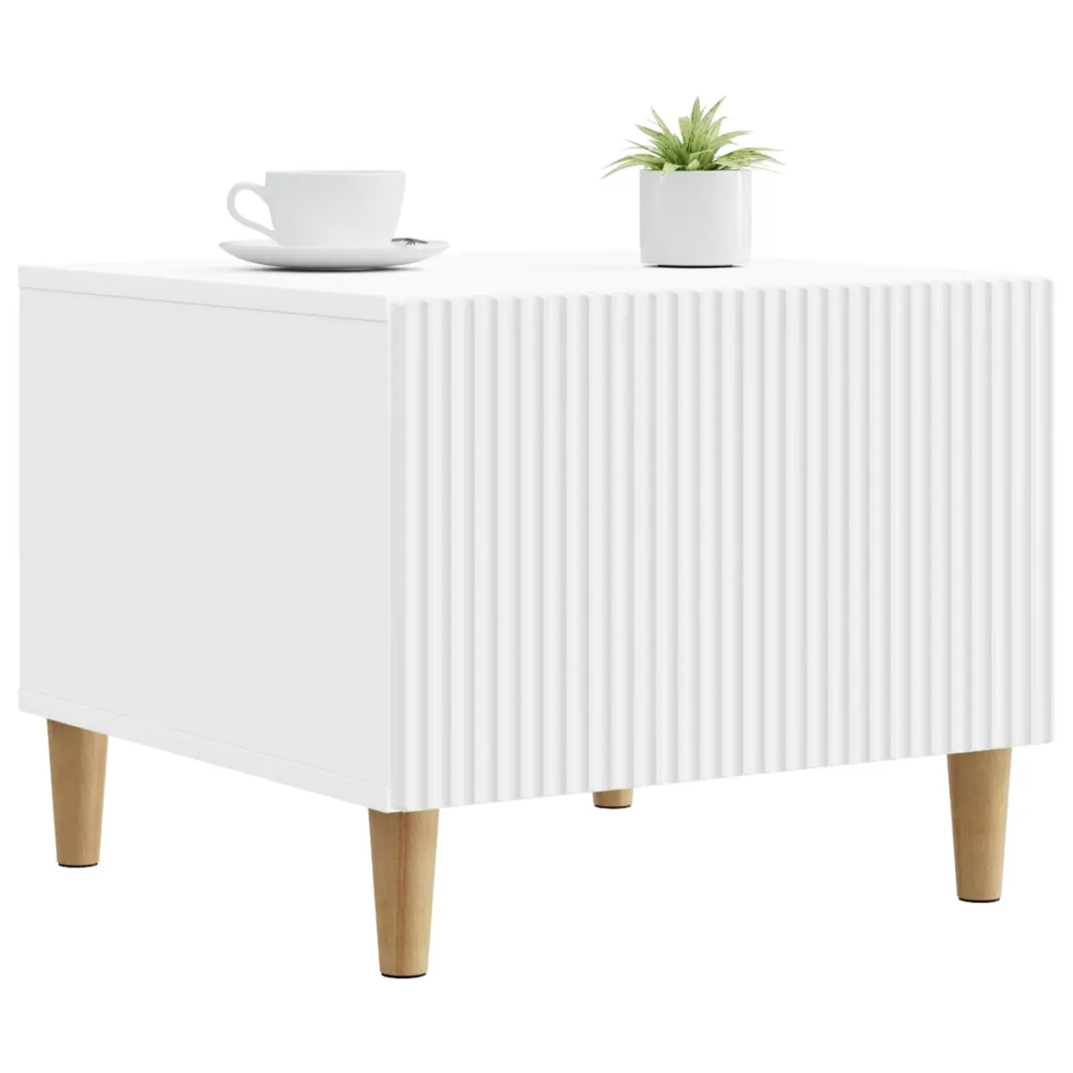 White Coffee Table with Drawer and Open Shelf Storage