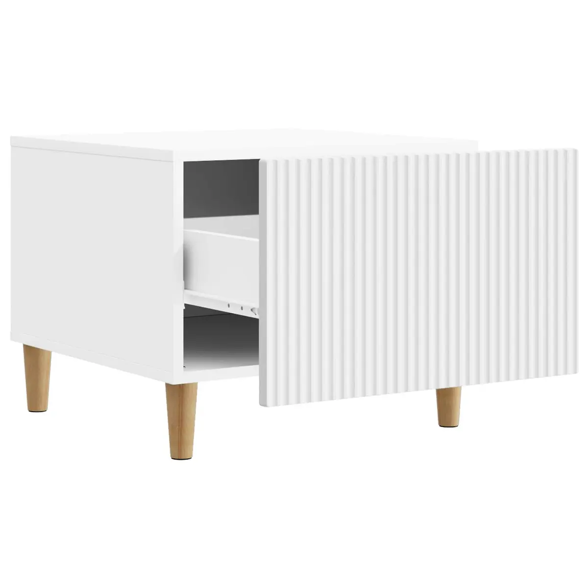 White Coffee Table with Drawer and Open Shelf Storage