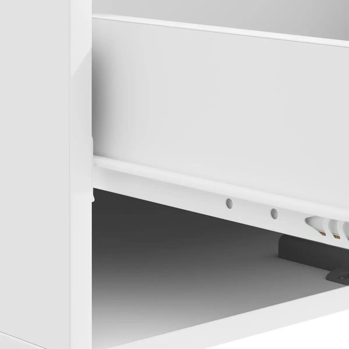 White Coffee Table with Drawer and Open Shelf Storage
