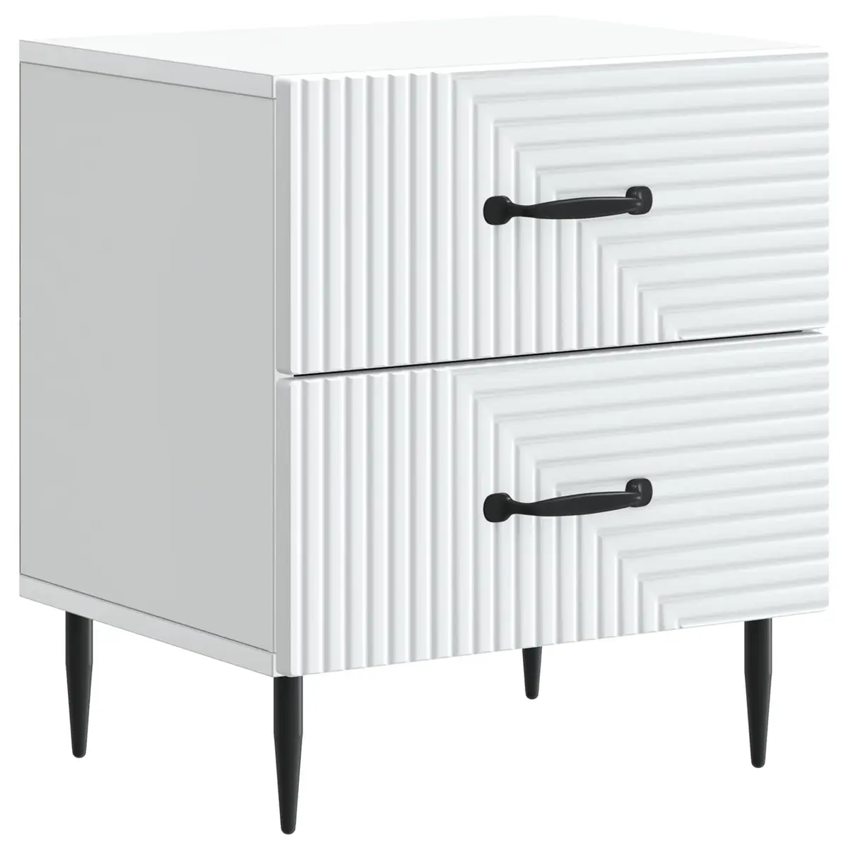 White Bedside Cabinet with Metal Legs