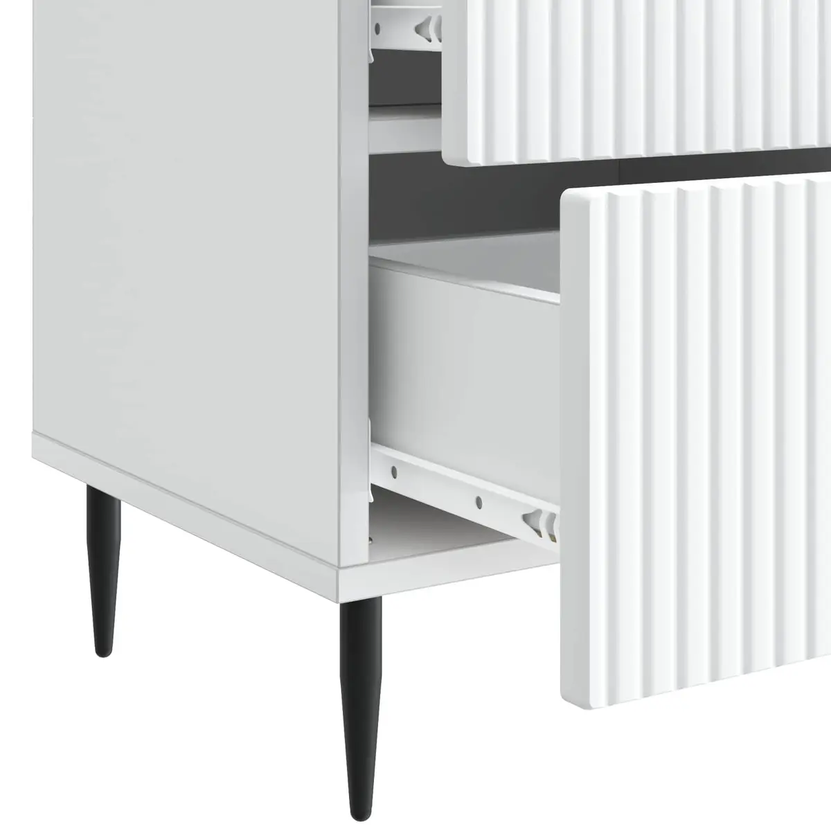 White Bedside Cabinet with Metal Legs