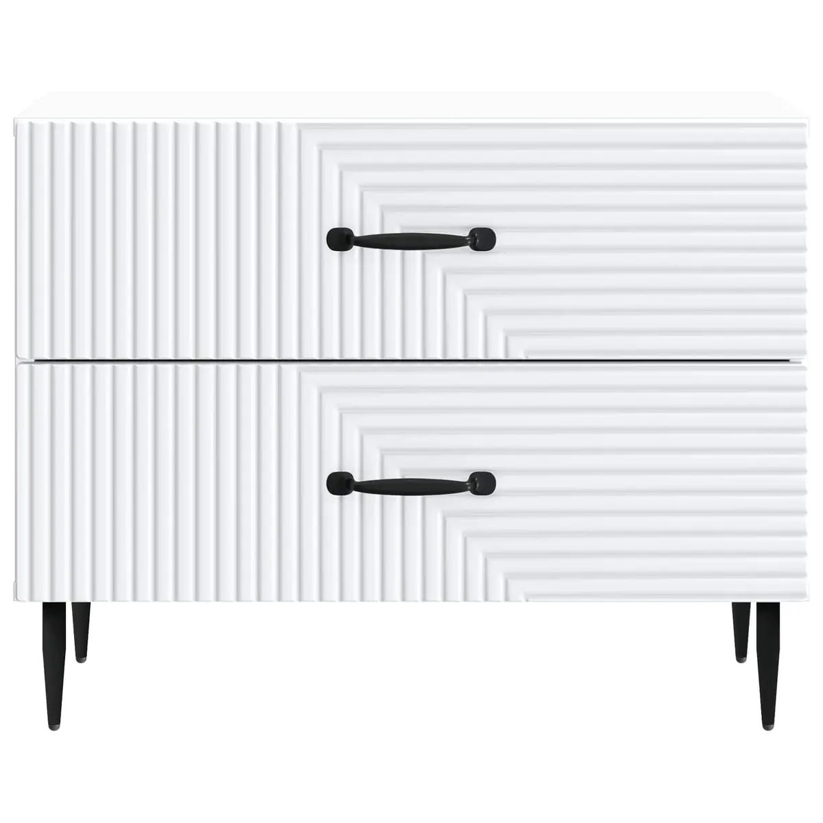 Bedside Cabinet White 62 x 34.5 x 47.5 cm Engineered Wood Black Metal Legs Drawers Storage