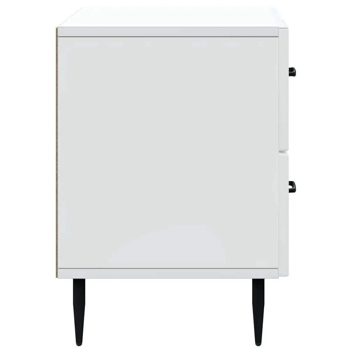 Bedside Cabinet White 62 x 34.5 x 47.5 cm Engineered Wood Black Metal Legs Drawers Storage